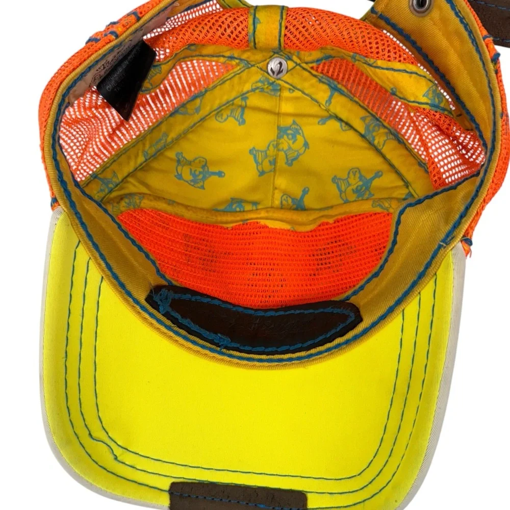 True Religion Malibu 90265 Strapback Trucker Hat Orange Neon California Vintage - Picture 12 of 13